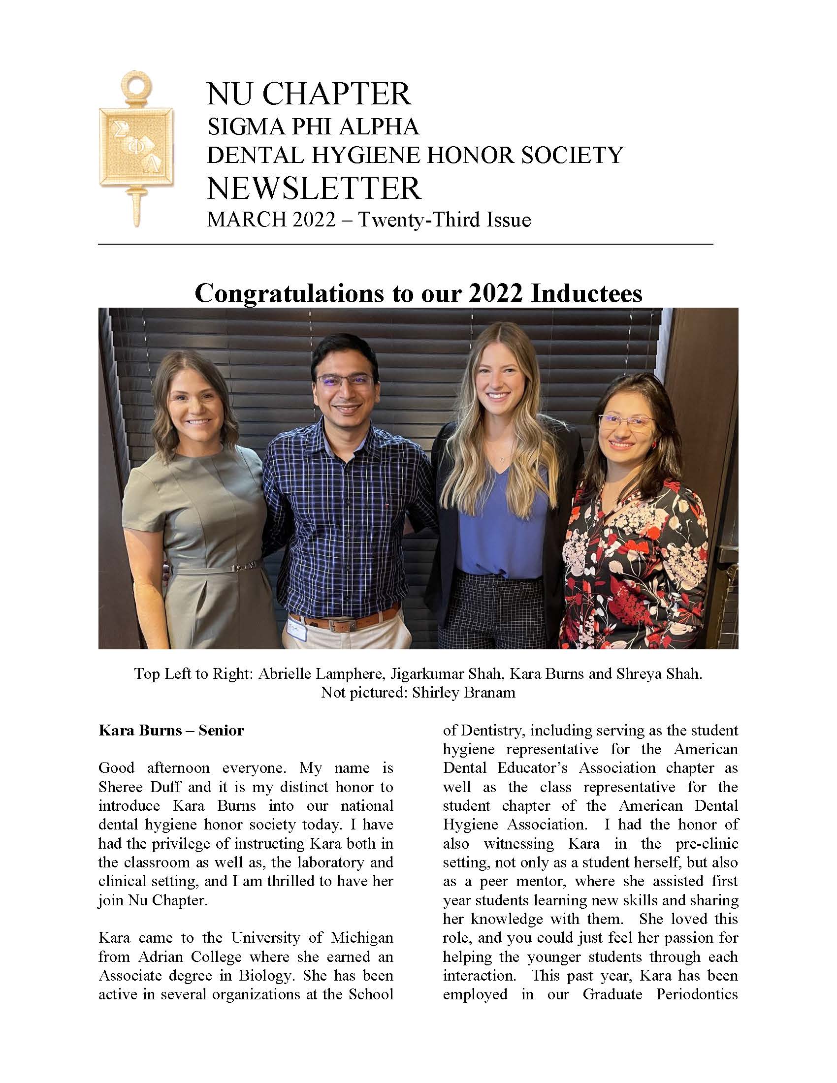 sigma phi alpha 2022 newsletter thumbnail